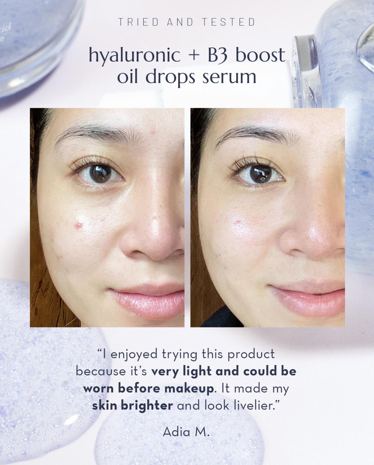 Happy Skin Hyaluronic + B3 Boost Oil Drops Serum